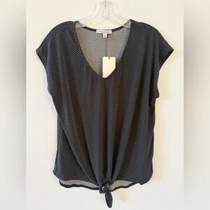 Green Envelope Black and White Polka Dot Blouse